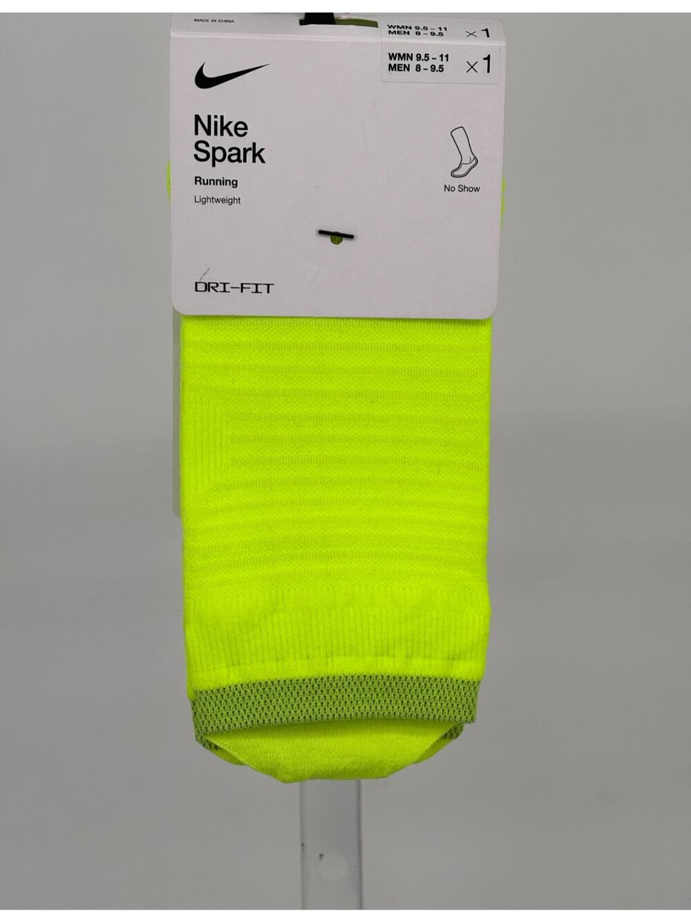 Nike Spark Lightweight No-Show Running Socks Mens 8-9.5 Neon Green Sweat Wicking